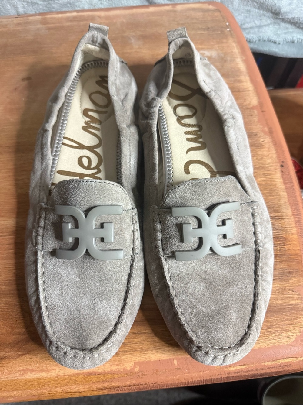 Sam Edelman Women’s Light Taupe Suede Slip-On Loafers